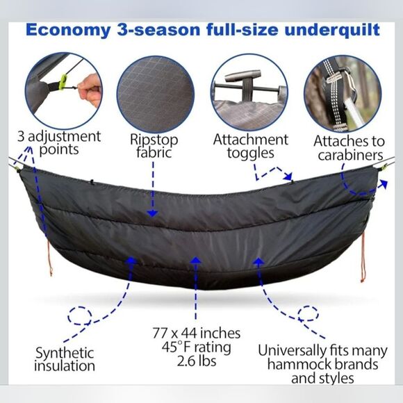 Mojave Hammock Underquilt, Adjustable, Essential Hammock Camping Gear Full Size - Picture 6 of 9